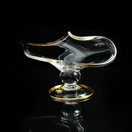 Блюдо D40 см. DECOR, хрусталь/декор золото 24К