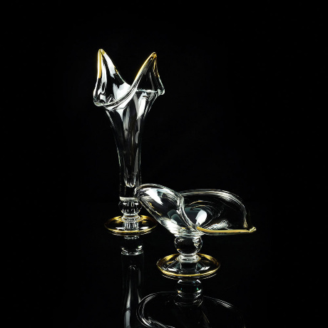 Блюдо D40 см. DECOR, хрусталь/декор золото 24К