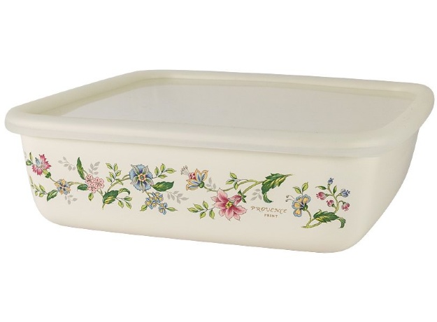 Лоток эмалированный с крышкой Прованс, 21х21 см. EJIRY
