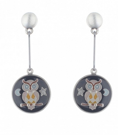 Серьги сова A35536.6 TC BW Clara Bijoux