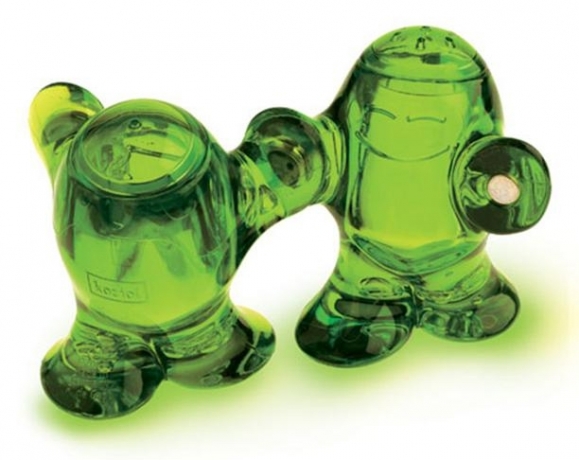 Набор из солонки и перечницы STEP'N PEP зеленый, прозрачный, Koziol