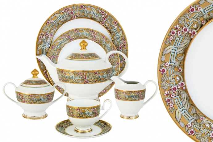 Чайный сервиз на 12 персон "Розовый берег" 42 предмета, Midori