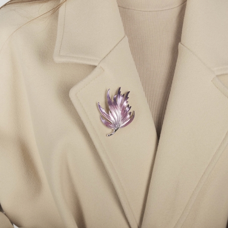 Брошь Лист XZ0923.2 BW/S Shadore