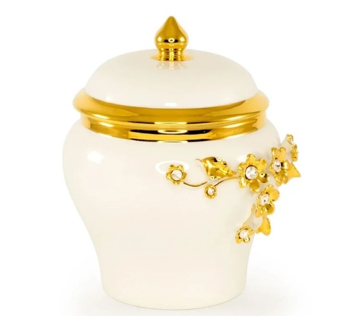 Баночка с крышкой, 12,5х16 см. EMOZIONI, керамика, swarovski