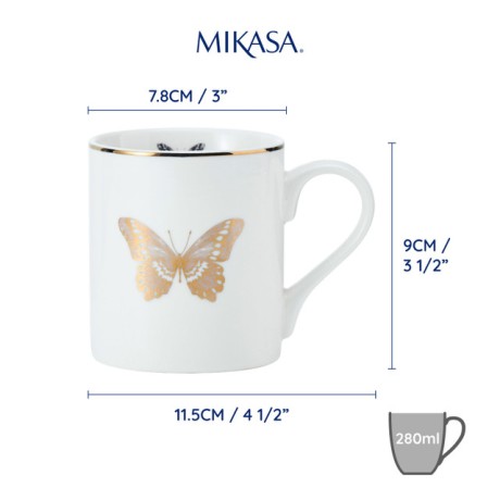 Кружка фарфоровая Butterfly Mikasa WHITE, 280 мл. Kitchen Craft