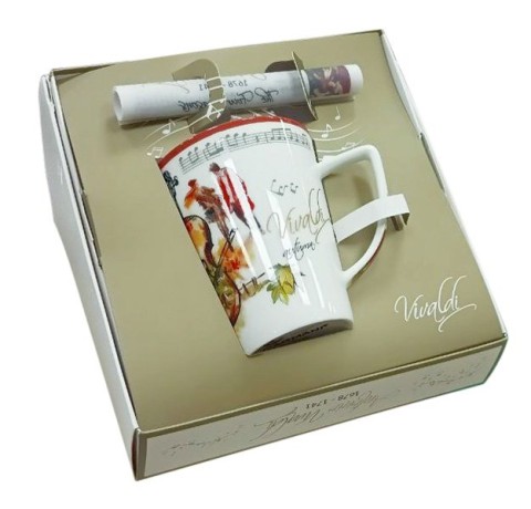 Кружка, 380 мл, фарфор F, белая, с голубым кантом, Зима, A. Vivaldi Carmani