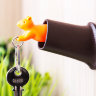 Брелок+держатель для ключа Squirrel, коричневый/оранжевый, Qualy