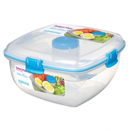 Контейнер для салата с разделителями и приборами TO GO, 1,63 л. синий