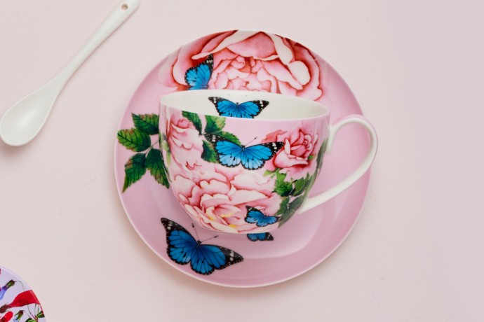 Чашка с блюдцем Розы, 0,4 л. Maxwell & Williams