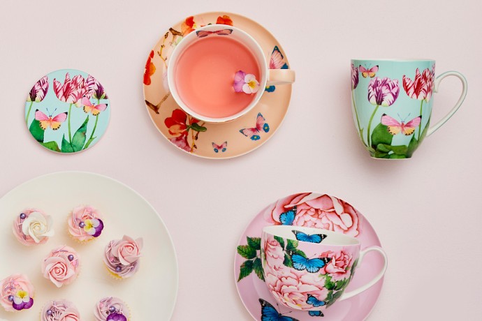 Чашка с блюдцем Розы, 0,4 л. Maxwell & Williams