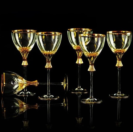 Бокалы для красного вина/воды OPERA, набор 6 шт, хрусталь/декор золото 24К