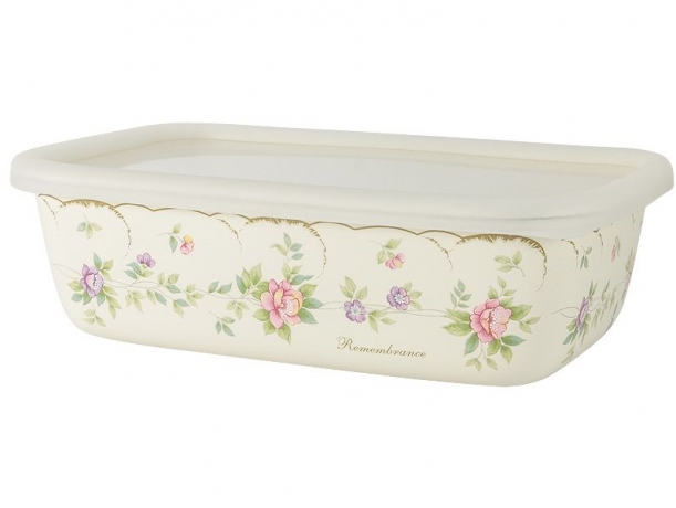 Лоток эмалированный с крышкой Воспоминание, 21х13.5х6.5 см. EJIRY