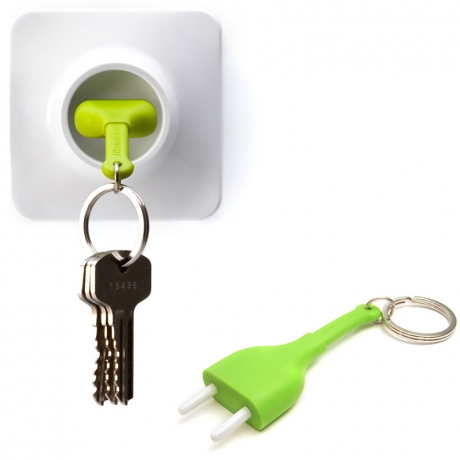 Брелок+держатель для ключа Unplug, зеленый, Qualy