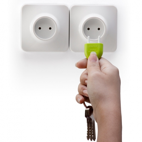 Брелок+держатель для ключа Unplug, зеленый, Qualy