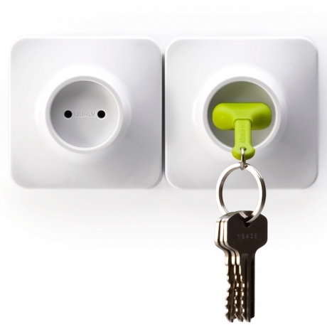 Брелок+держатель для ключа Unplug, зеленый, Qualy
