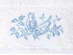 Комплект "ПТИЧКИ" из 3 полотенец, (30x50,50х100,70х140), белый/голубой, Devilla