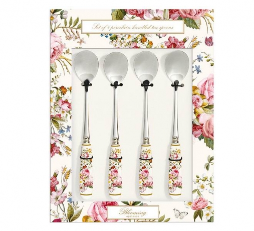 Набор из 4 чайных ложек Цветочный карнавал R2S, белый