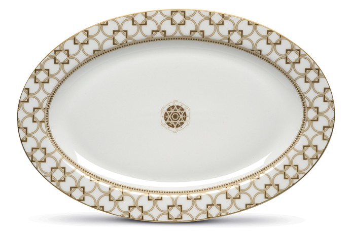 Блюдо овальное Deco, серое, 36х24 см. Pozzi Milano 1876