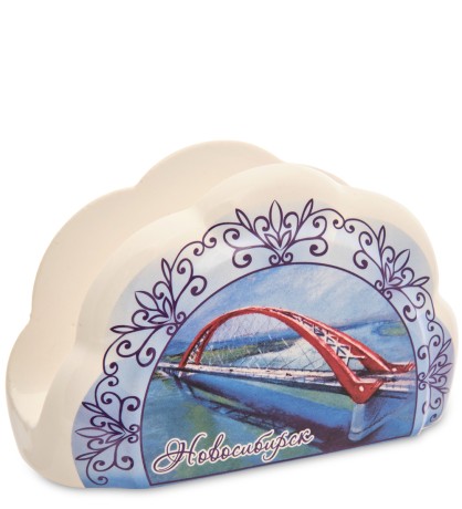 ЯЛ-21-01/2 Салфетница "Новосибирск" (Гжельский фарфор)