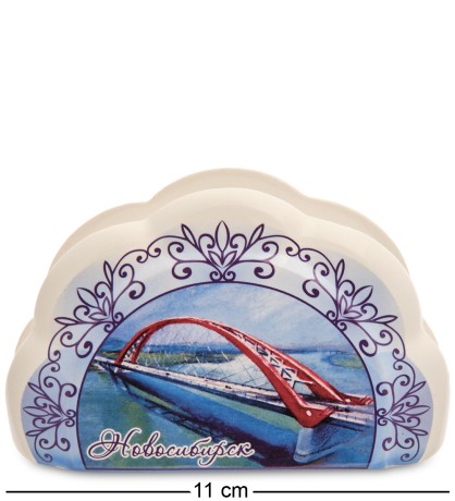 ЯЛ-21-01/2 Салфетница "Новосибирск" (Гжельский фарфор)