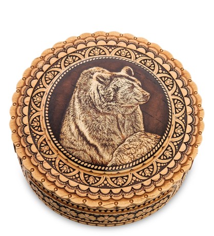 BST-401/ 9 Шкатулка "Медведь" (береста)