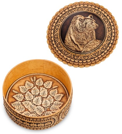 BST-401/ 9 Шкатулка "Медведь" (береста)