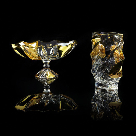 Ваза D35 см. DECOR, хрусталь/декор золото 24К