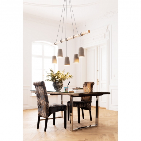 Стол Rustico, коллекция "Рустик" 200*76*90, Шпон, Стекло, Нержавеющая сталь, Коричневый