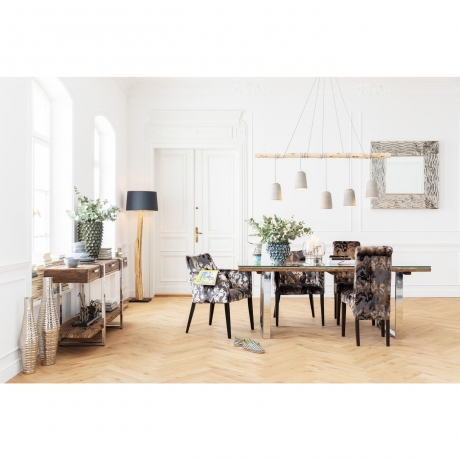 Стол Rustico, коллекция "Рустик" 200*76*90, Шпон, Стекло, Нержавеющая сталь, Коричневый