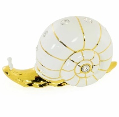 Статуэтка улитка, 17х7х10 см. GIARDINO, керамика, swarovski, белый