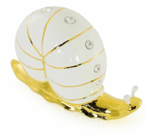 Статуэтка улитка, 17х7х10 см. GIARDINO, керамика, swarovski, белый