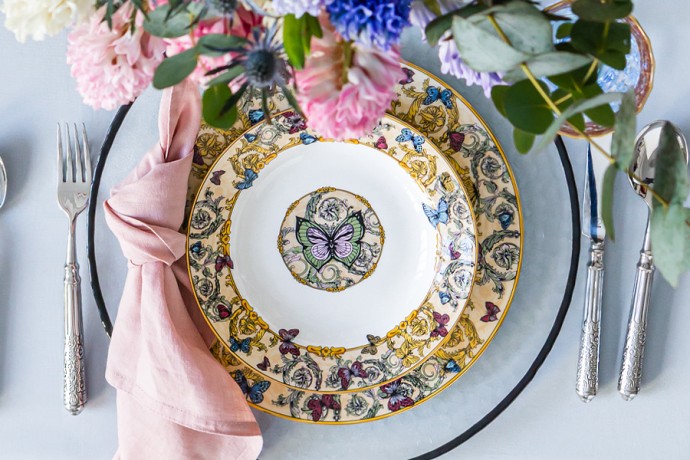 Обеденный сервиз Бабочки, 6 персон, 27 пр. Royal Crown