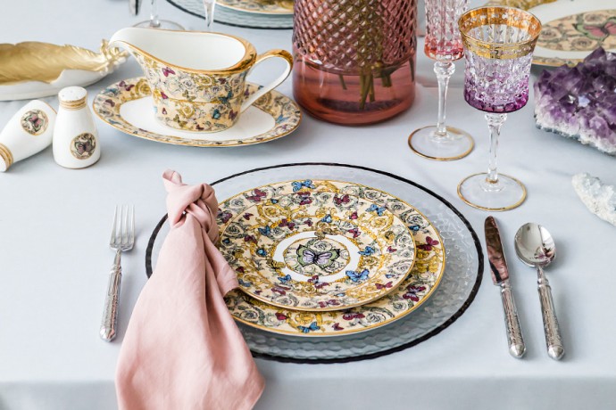 Обеденный сервиз Бабочки, 6 персон, 27 пр. Royal Crown