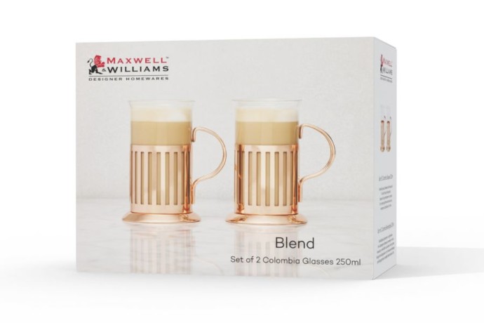 Набор стаканов с подстаканниками Blend Colombia, розовое золото, 0,25 л. 2шт.