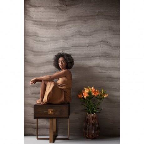 Тумба прикроватная Osaka, коллекция "Осака" 55*60*55, МДФ, Нержавеющая сталь, Шпон, Коричневый