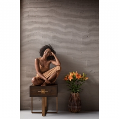 Тумба прикроватная Osaka, коллекция "Осака" 55*60*55, МДФ, Нержавеющая сталь, Шпон, Коричневый