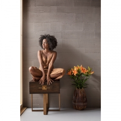 Тумба прикроватная Osaka, коллекция "Осака" 55*60*55, МДФ, Нержавеющая сталь, Шпон, Коричневый