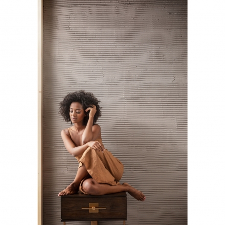 Тумба прикроватная Osaka, коллекция "Осака" 55*60*55, МДФ, Нержавеющая сталь, Шпон, Коричневый