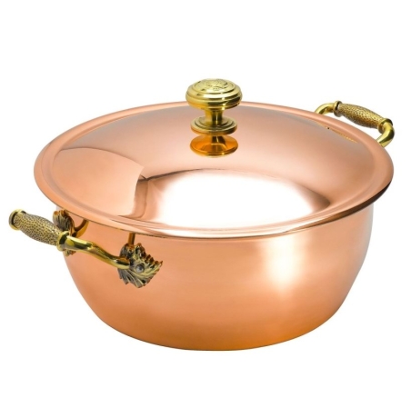 Кастрюля, 3,5л. медная с луж. с крышкой "КМ" 