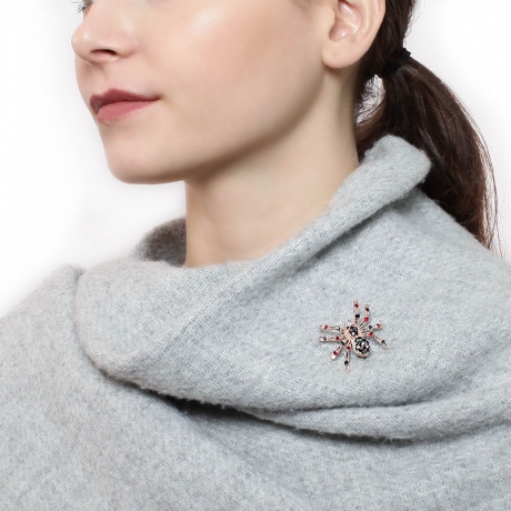 Брошь Паук FAN-07095 BW/R/RG Shadore