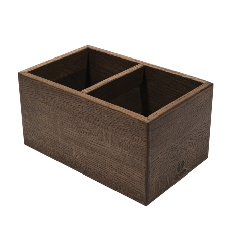 Органайзер для кухонных принадлежностей дубовый с 2-мя отделениями, 27х17х14 см. Uneca