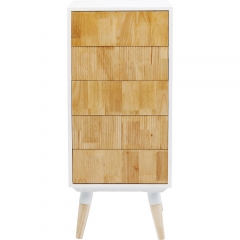 Комод высокий Salute, коллекция "Салют" 40*96*35, Дуб, МДФ, Сосна, Коричневый, Белый