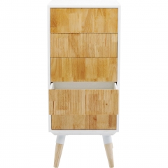 Комод высокий Salute, коллекция "Салют" 40*96*35, Дуб, МДФ, Сосна, Коричневый, Белый