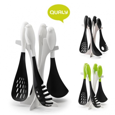 Набор кухонных лопаточек Sparrow, белый, Qualy