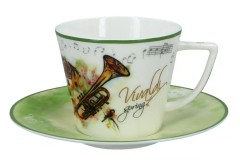 Пара чайная, 1 перс, 2 пр, 230 мл, фарфор F, белая/зеленая, Весна, A. Vivaldi Carmani