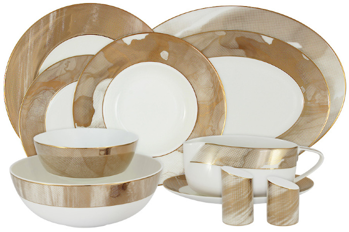 Обеденный сервиз на 6 персон Лунная соната голд, 27 предметов Naomi