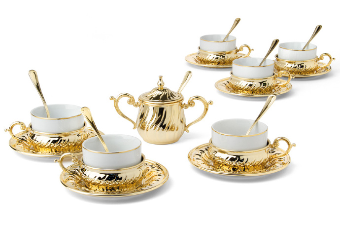 Чайный набор на 6 персон Stradivari Gamma, золото