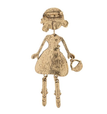 Брошь Девочка с сумочкой XZ0223.2 BW/S Shadore
