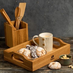 Органайзер для кухонных принадлежностей дубовый, 11х11х15 см. Uneca