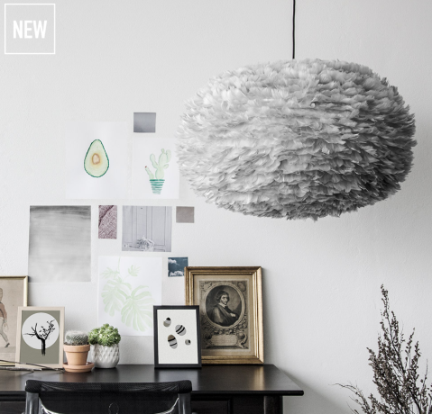 Плафон из перьев Eos light grey, 45х30 см. Umage